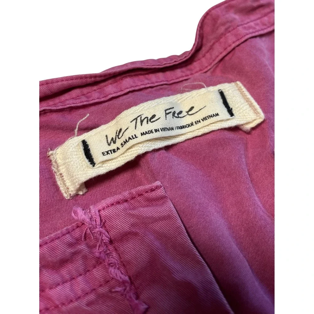 We The Free XS Oversized Pink Free People Henley Top Boho Beachy Festival Casual